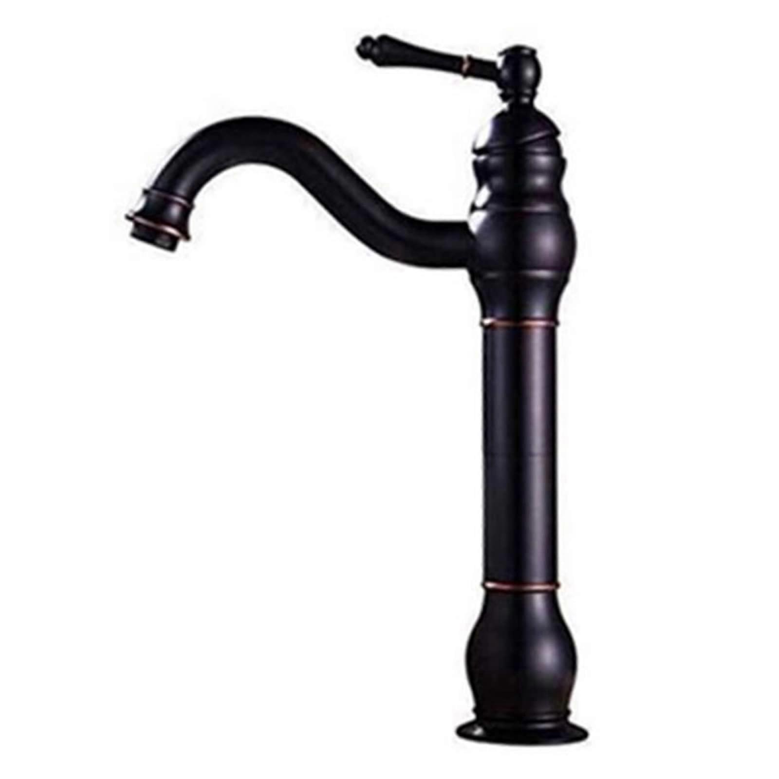 Basin Mixer Retro Antique Brass Finish Single Handle 360 Degree Swivel Spout Hot Cold Water Arc