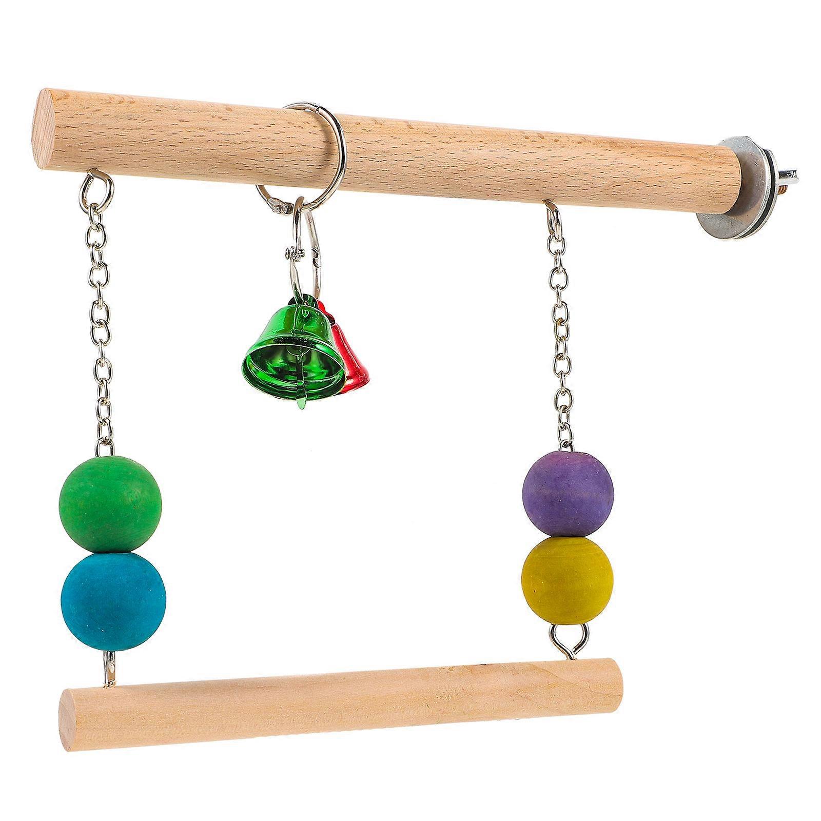 Wooden Bird Perch Swing 4Pcs Ideal For Parrots And Birds Indoor Entertainment And Training