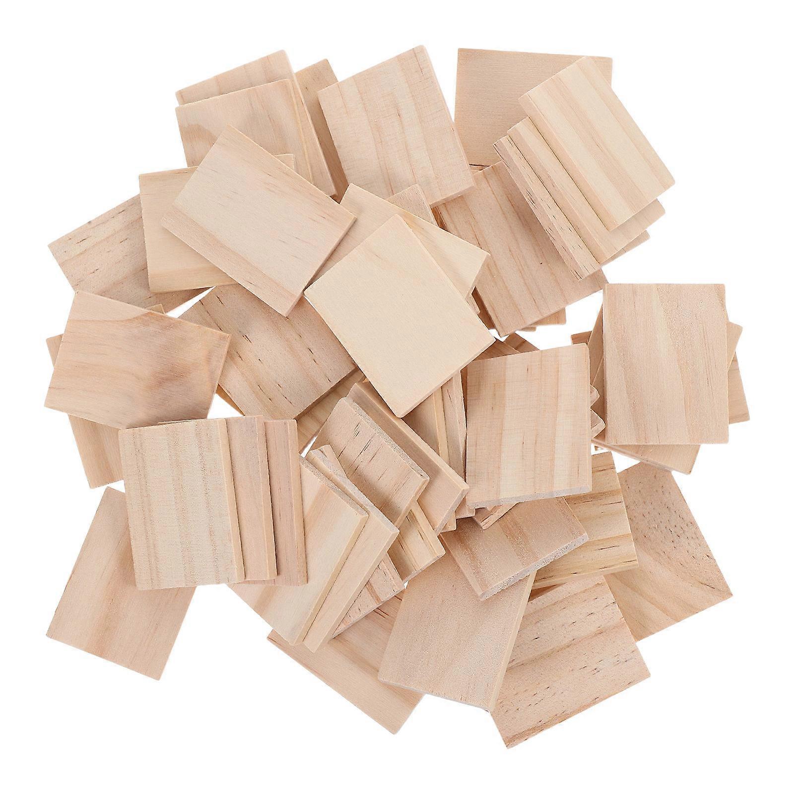 Craft Blanks Wood Blocks Rectangle Wooden Pieces for Crafting Activities Diy Projects Beige Wood 50Pcs