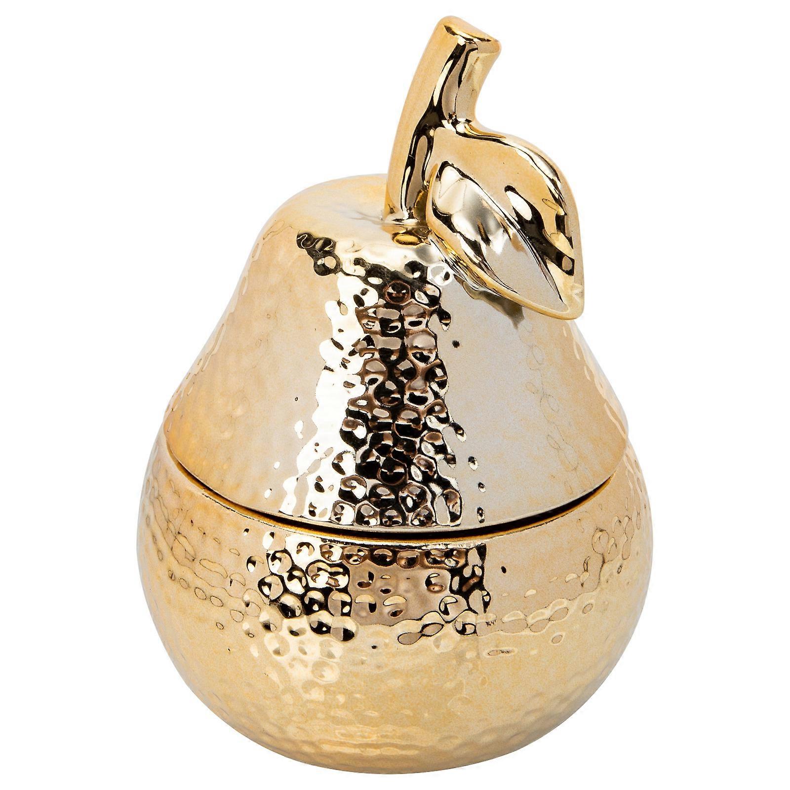 Decorative Jewelry Box Ceramic Container for Storage 2Pcs Golden Multi-Function