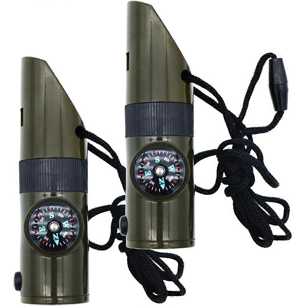 Portable Survival Pcs Outdoor Emergency Whistle With Compass Thermometer LED Light For Adventurers