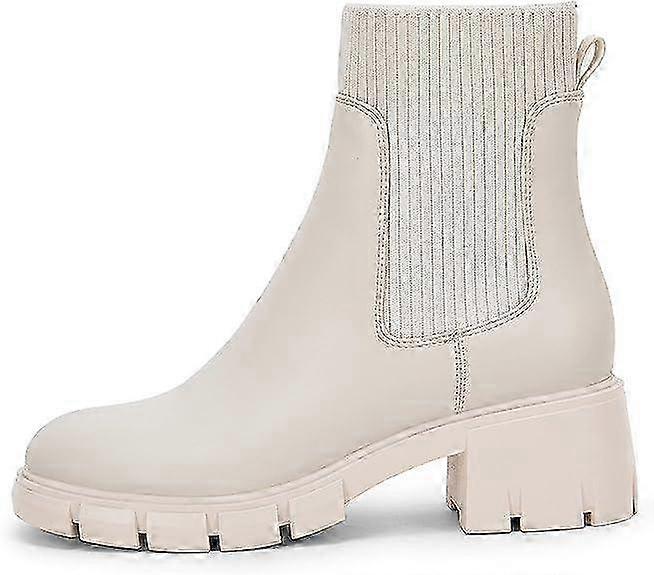 2025 Womens Platform Ankle Boots Elastic Chunky Block Heel Chelsea Booties