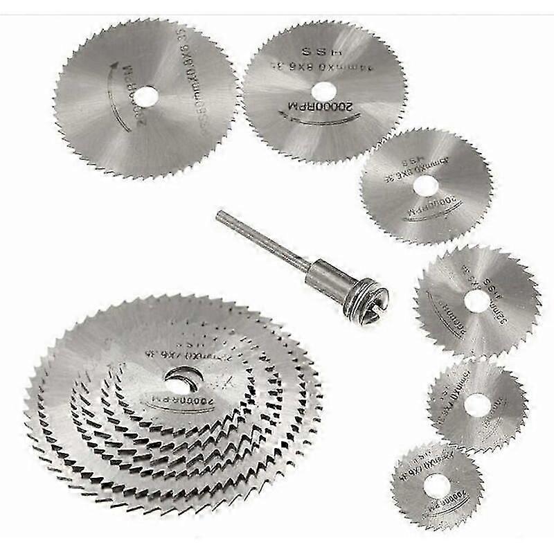 New 7pc HSS Rotary Tool Saw Blades, Wood Circular Cutting Saw Blade Discs for Rotary Tool Chuck with 1/8"(3.175mm) Extension Shank