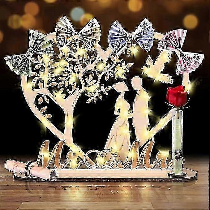 bryllupsdag gave pengeboks hjerteformet tre