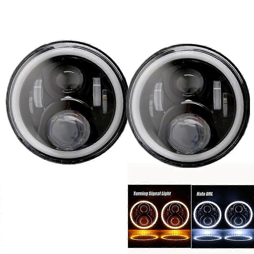 7 אינץ 'led פנס קדמי עבור ג'יפ רנגלר Datsun 280zx 240z 260z לאדה ניבה 4x4 h4 drl עגול 7' פנסים קדמיים עם הילה עיני מלאך