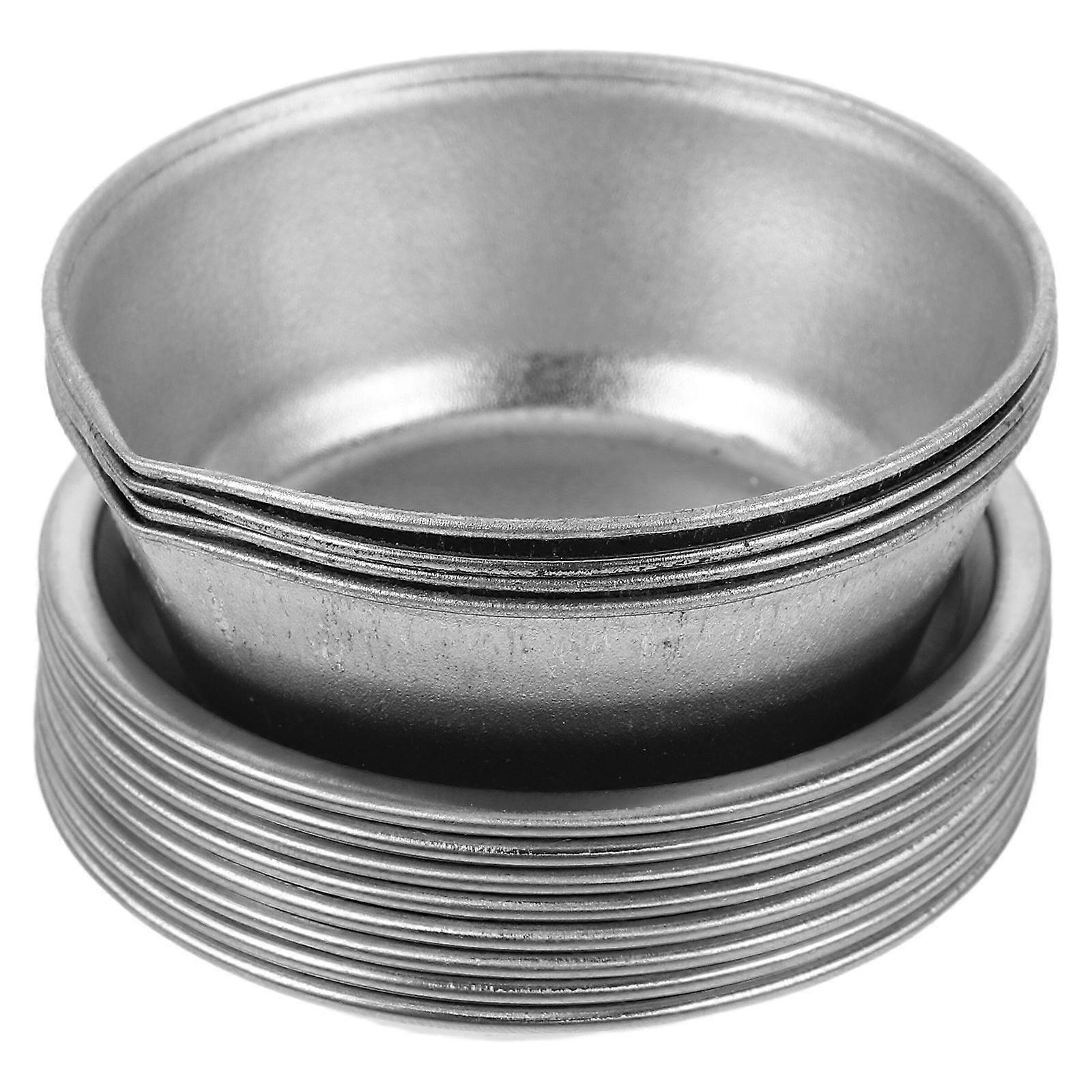 5Sets Silver Iron Paint Trays with Spout for Paint Mixing in Round Shape