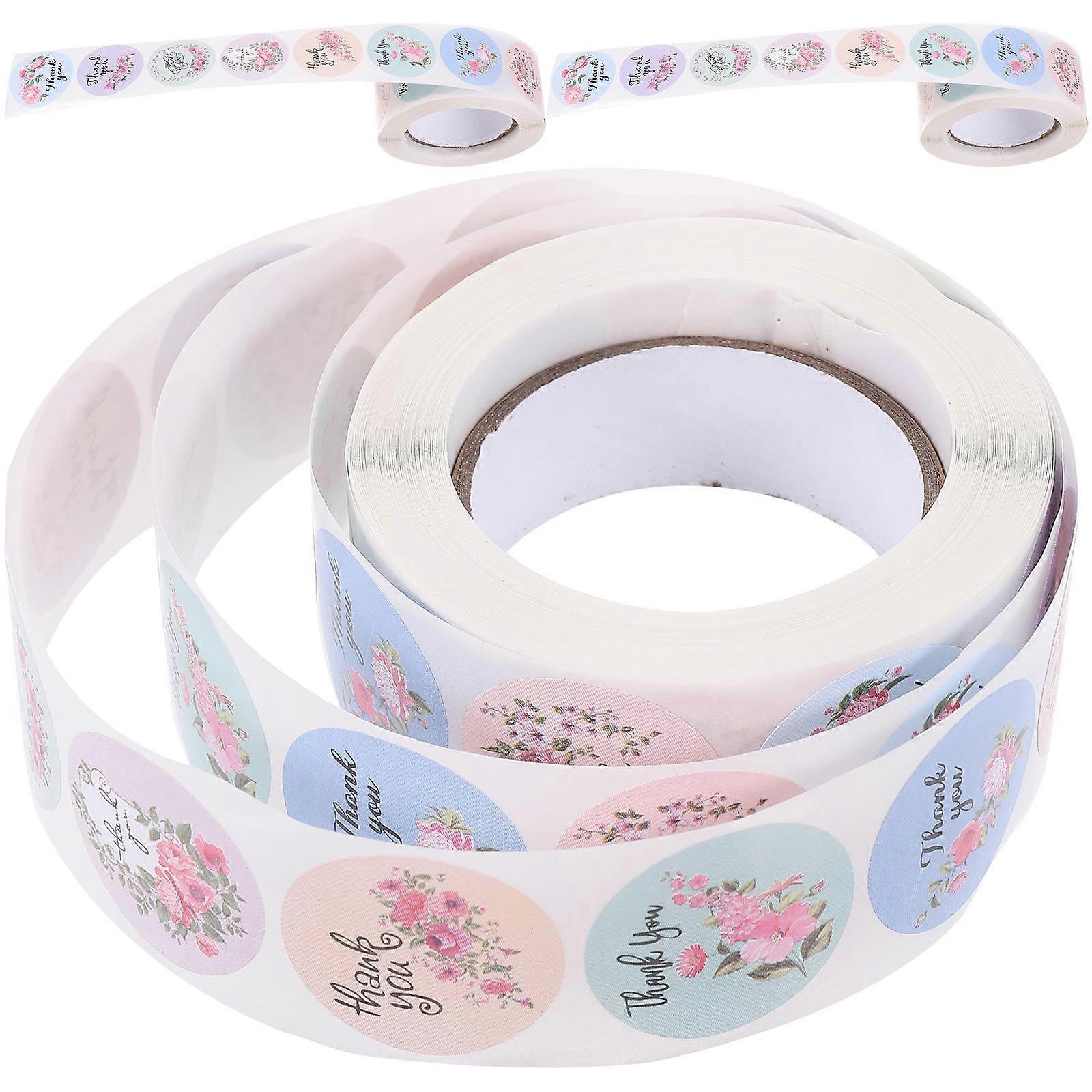 Thank You Stickers Labels Multi Colored For Boutiques And Family 3 Rolls