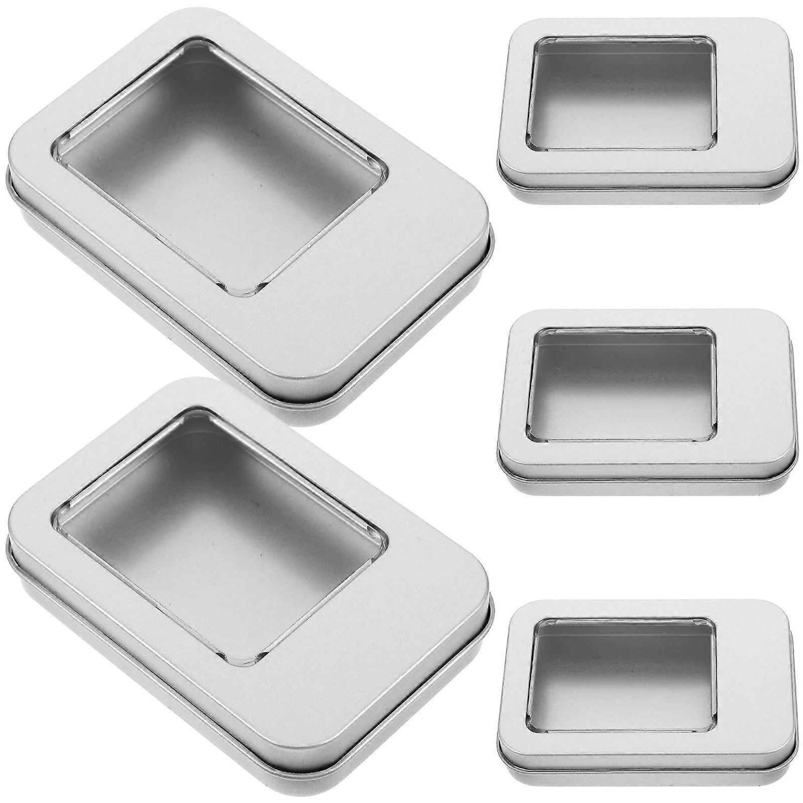 Nail Storage Box Metal Tin Box with Window Lid for 20Pcs Storage Needs