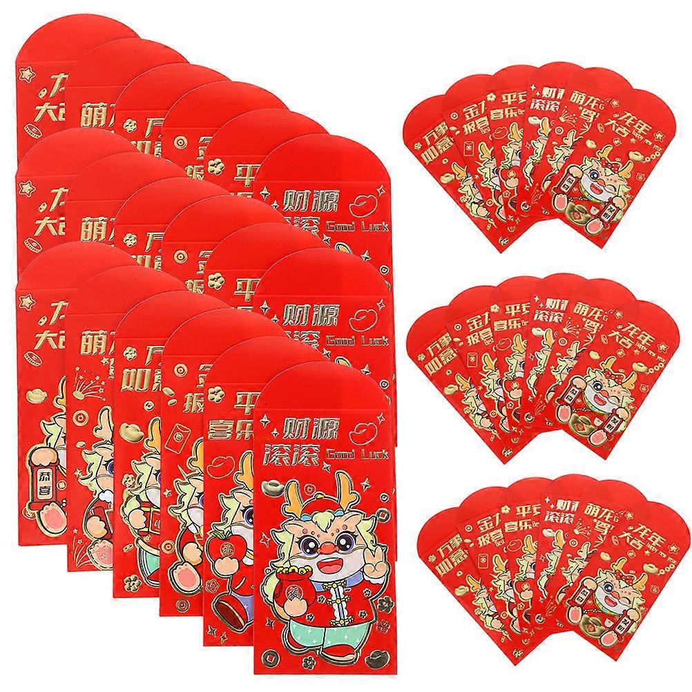 Festival Red Envelope Paper Dragon Pattern Money Bag for 72Pcs
