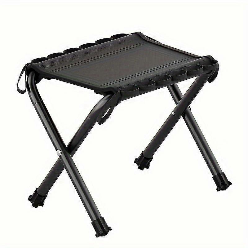 Portable Folding Camping Stool Lightweight Footrest For Hiking And Picnics 260 Lbs Capacity Nonslip Oxford Cloth Black