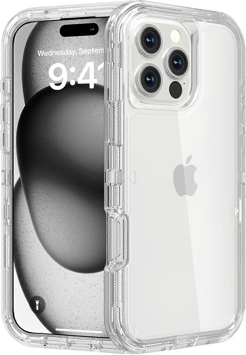 Heavy Duty Shockproof Protection Phone Cases, Anti-Drop, Triple Layer Transparent Protective Cover Compatible with iPhone 16 Pro