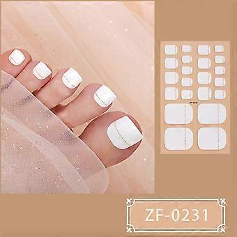 Reine Farblinie Zwiebelpulver Nagellackfolie Zehennagelaufkleber beliebte einfache Stil Zehennagelkunstaufkleber Vollaufkleber ZF-0231 bloßes Stück + Nagelfeile