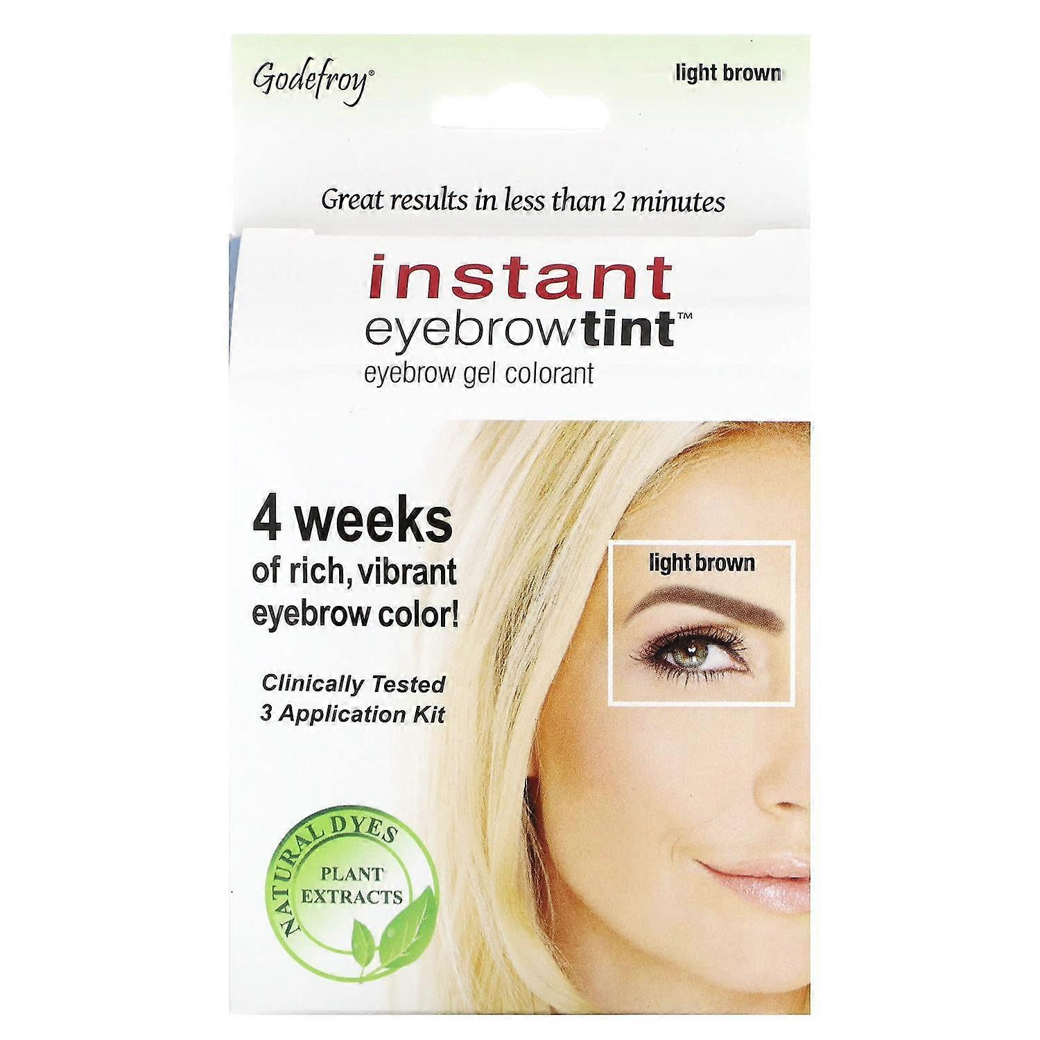 Godefroy, Teinte instantanée des sourcils, marron clair, Kit d’application 3