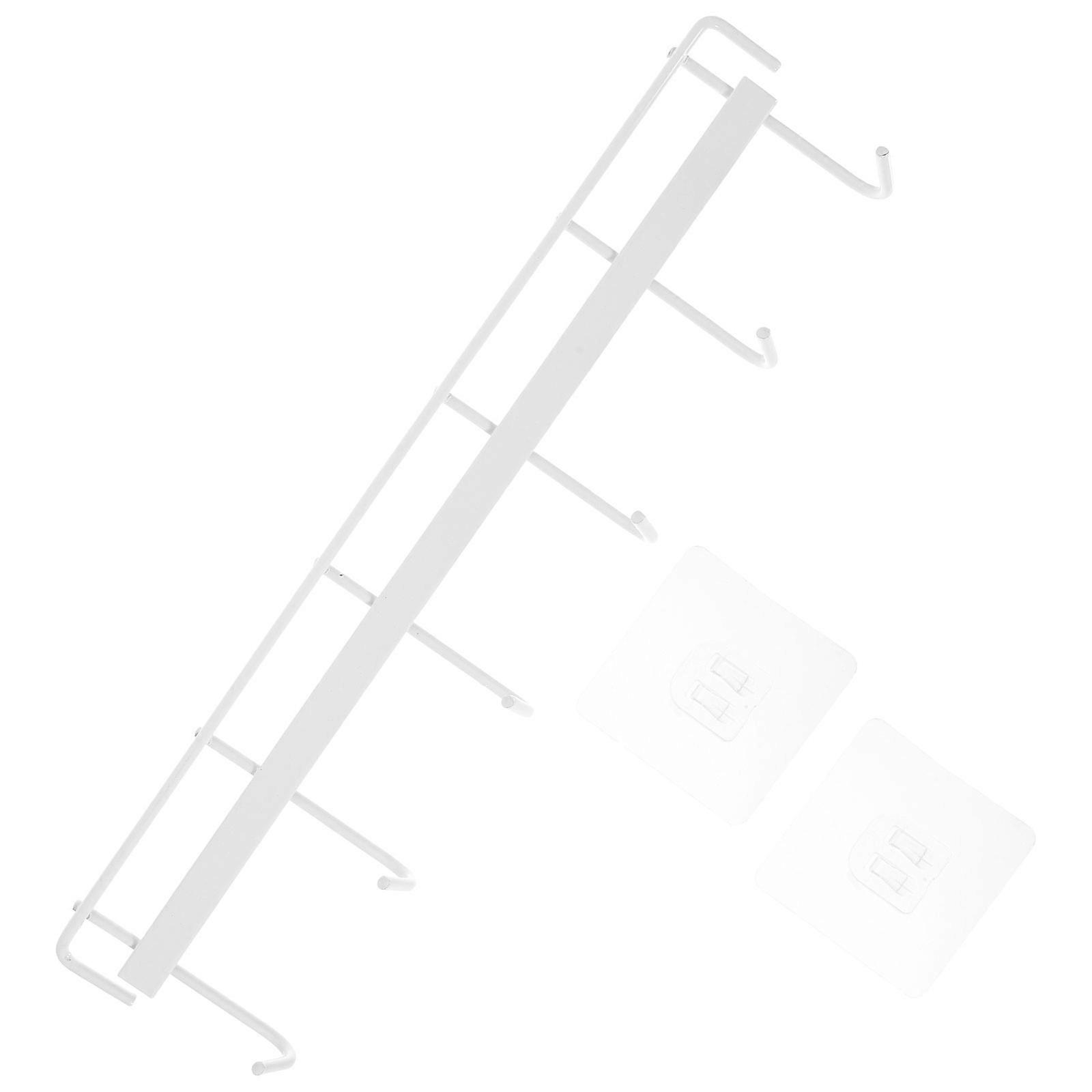 Immune Punch Wall Mounted Kitchen Utensil Rack for Hanging 6 Hooks White