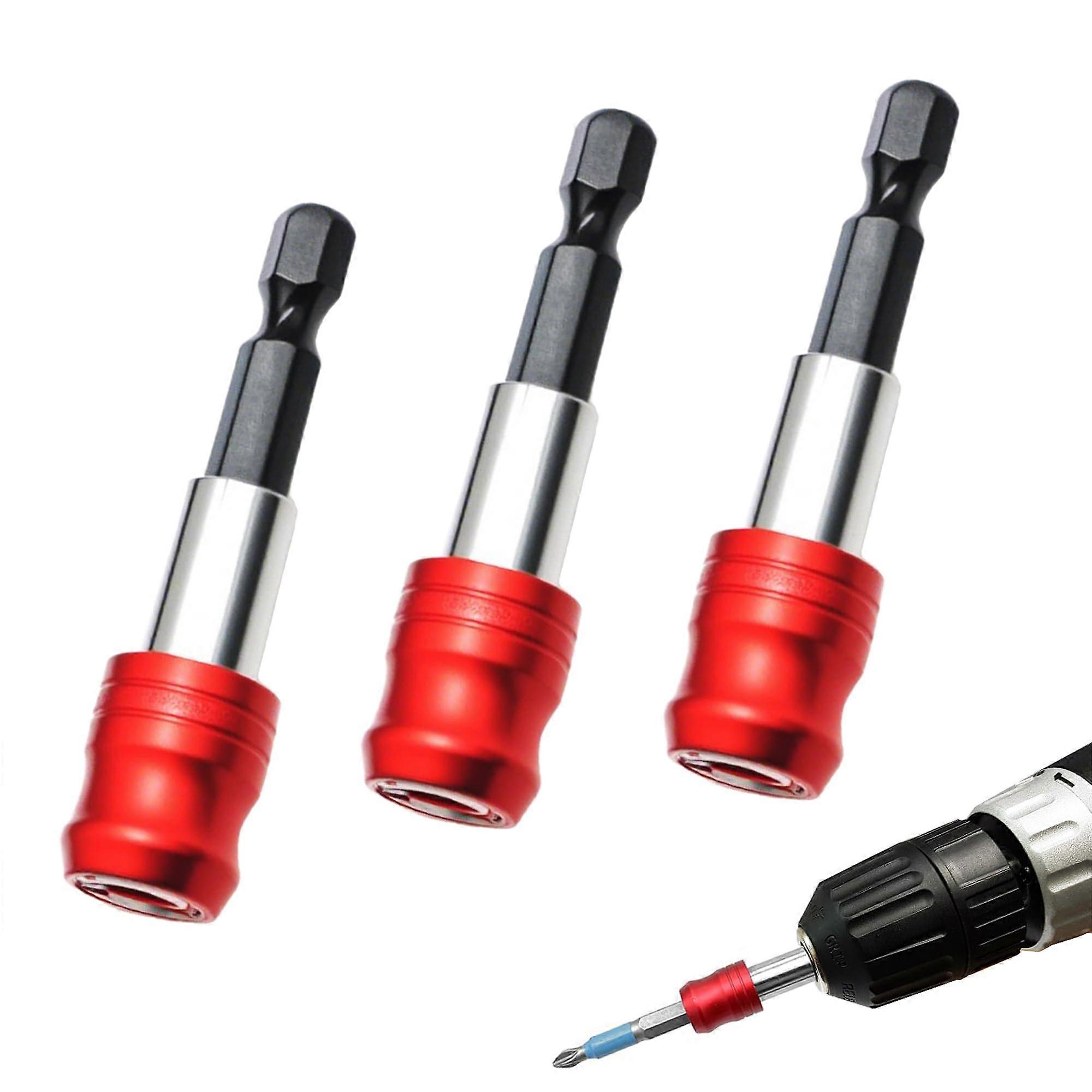 Hex Shank Drill Bit Holder 3Piece Magnetic Bit Holder Rugged Steel For 1/4Inch Hex Shank Bits Impact Driver Compatible