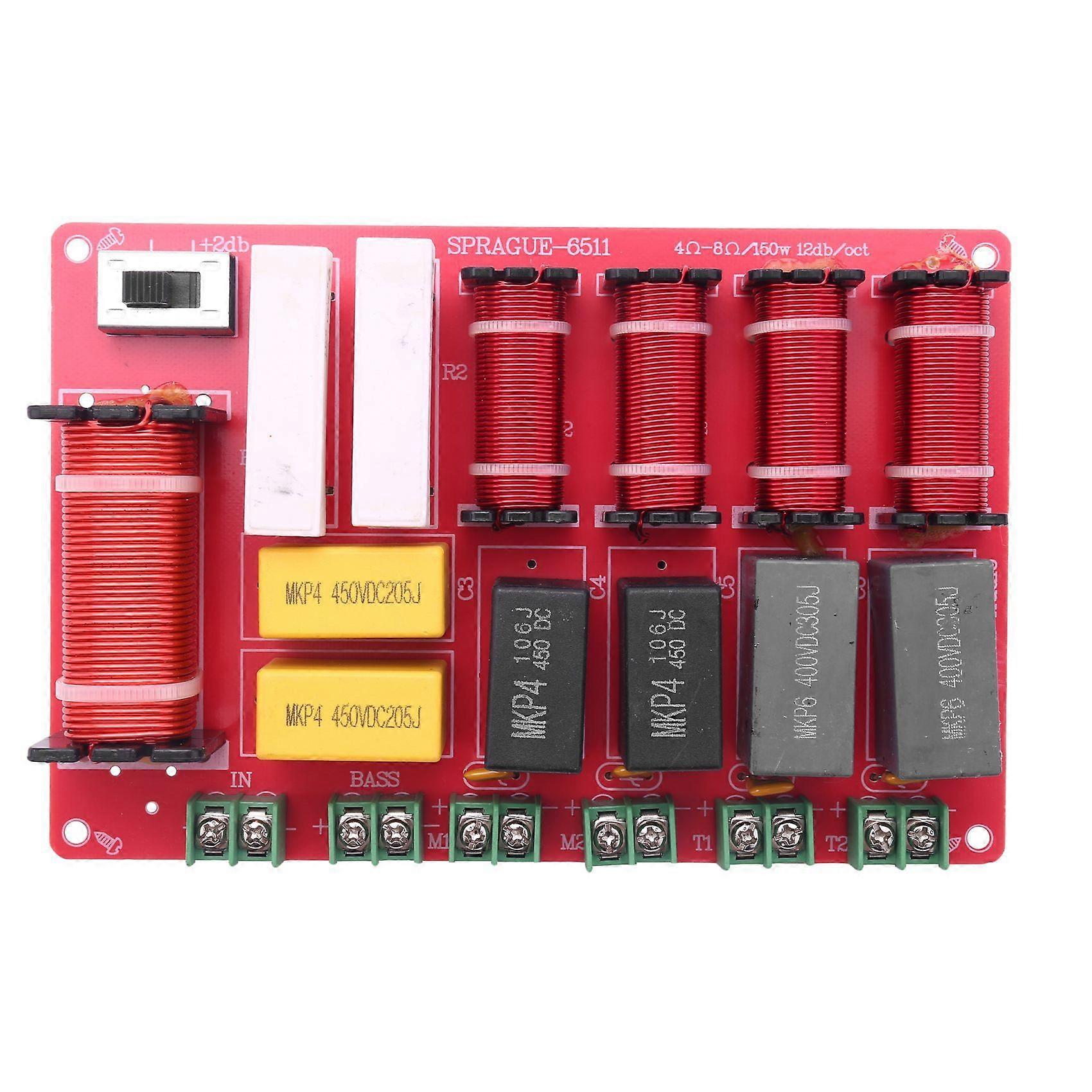 300W 5 Way Speaker Audio Frequency Divider 2 Tweeter 2 Middle+ 1 Bass Speaker Crossover for Home Audio System