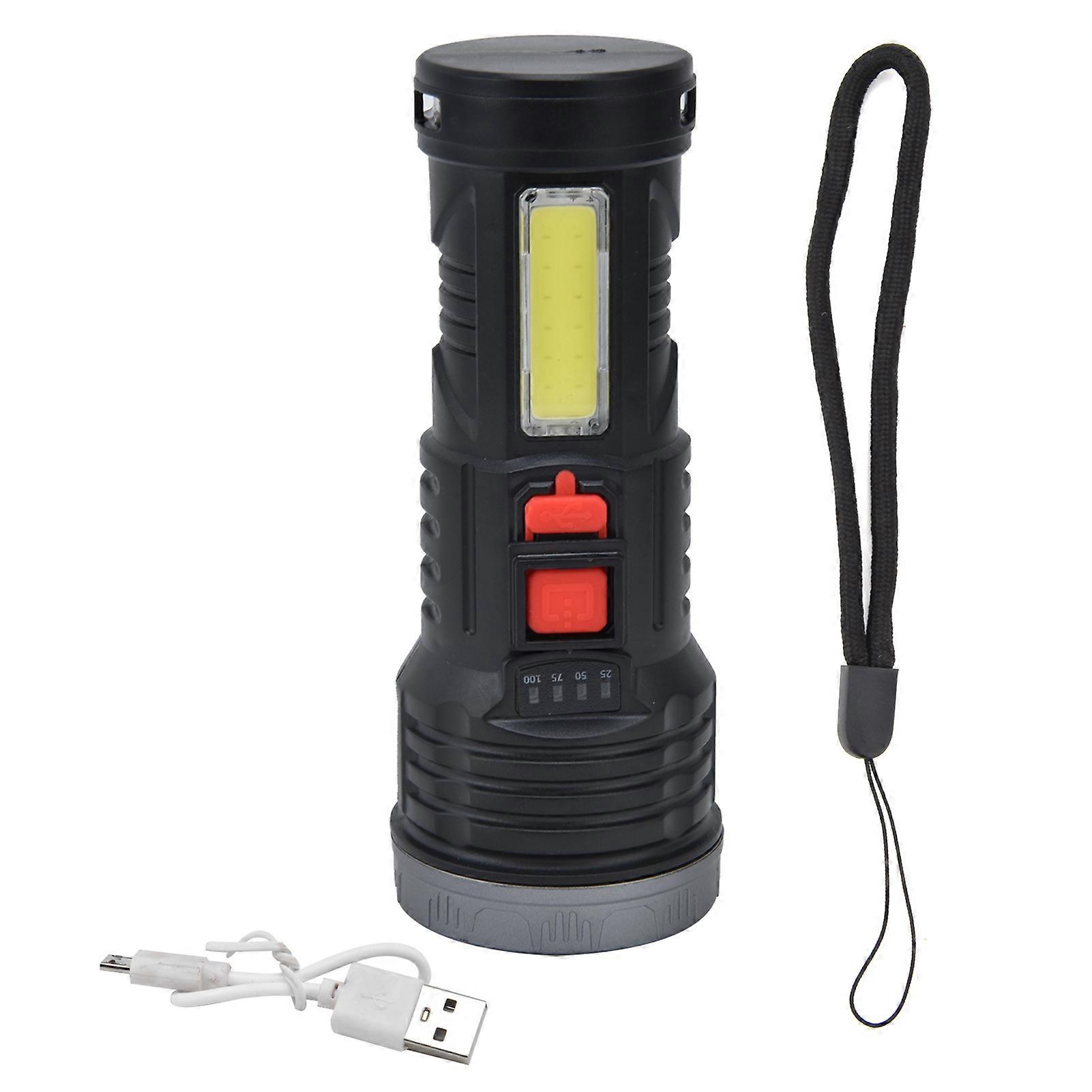 LED with COB Sidelight USB Charging Ultra Bright Flashlight Portable Eletric Torch for Outdoor