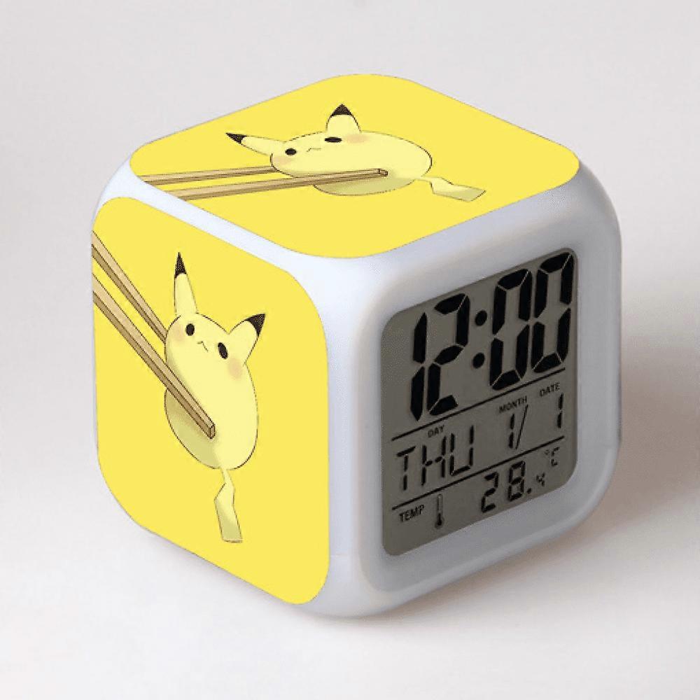 LED Alarm Clock with Pokemon Pattern - Glowing Digital Table Clock for Kids, Adults - Compatible with HTNL#285