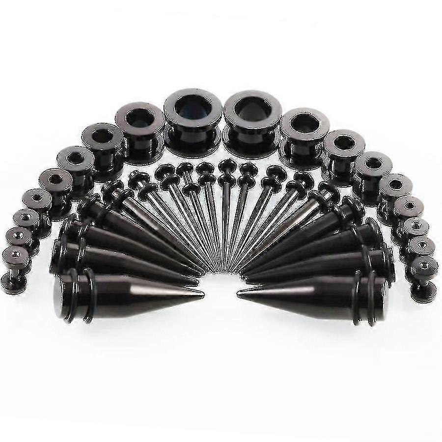 Rustfrit stål ørestræksæt 36 stk. tunnelpropper kropsmykker