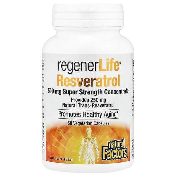 Natural Factors, RegenerLifeÃÂÃÂÃÂÃÂÃÂÃÂÃÂÃÂ® Resveratrol, 500 mg, 60 Vegetarian Capsules