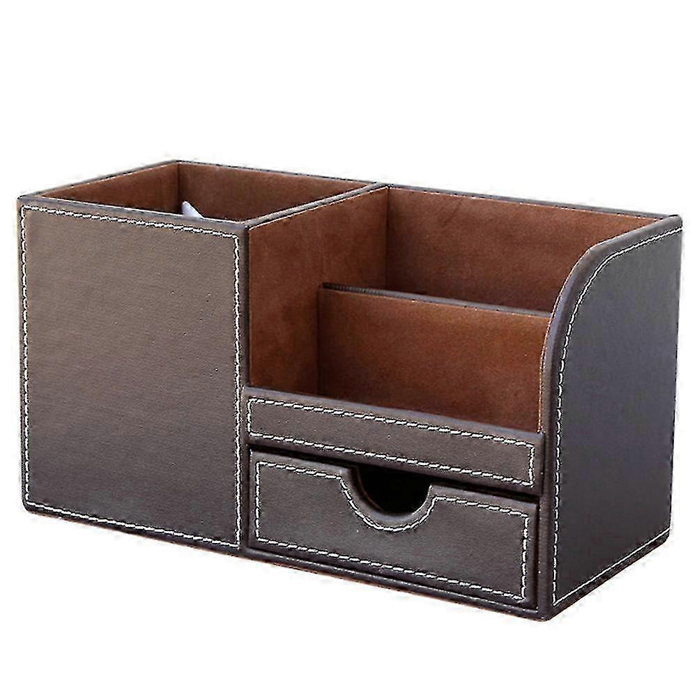 2025 Schreibtisch-Organizer-System mit 4 Ablagefächern, Stifthalter aus PU-Leder (a-5-f6)