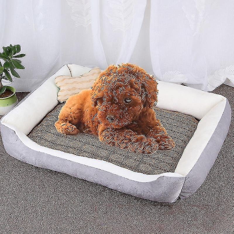 Bird Cage Bird Baths Dog Bone Pattern Big Soft Warm Kennel Pet Dog Cat Mat Blanket With Rattan Mat Size: Xs