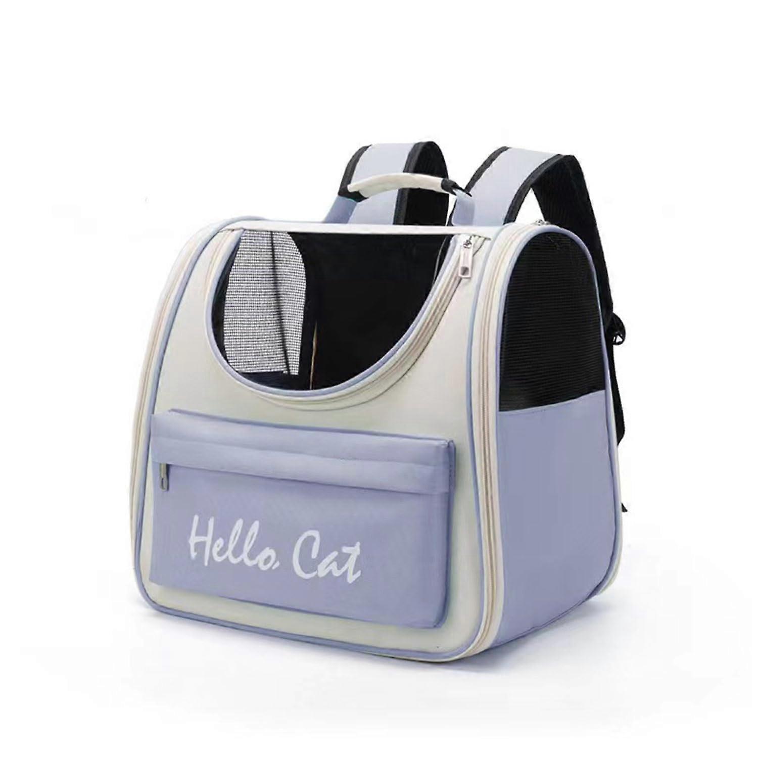 Cat Carrier Backpack Breathable Pet Carrier For Kitten Puppy Small Pets Front Opening Mesh Window Pockets Travel Blue