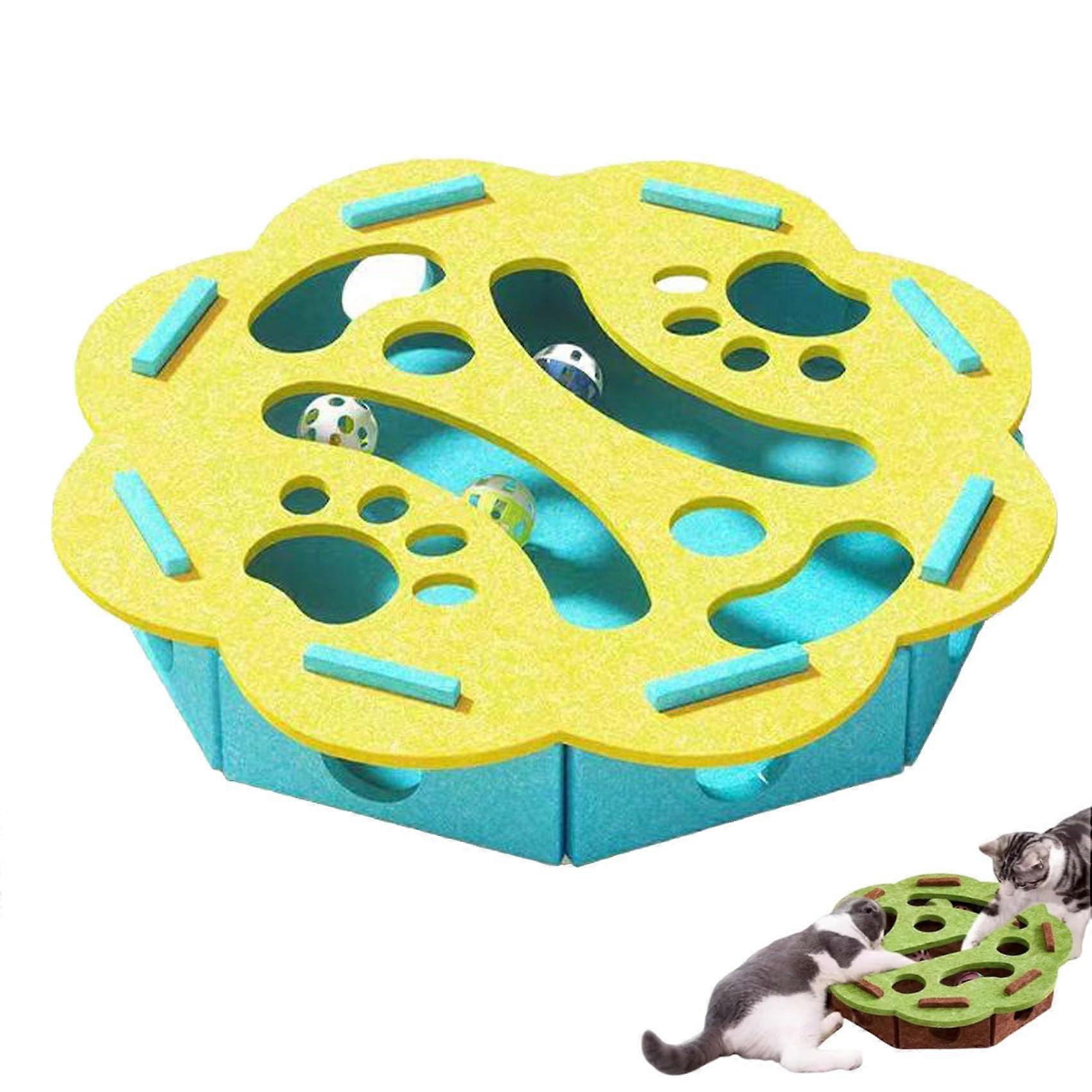 Cat Scratch Puzzle Enrichment Box Indoor Cat Toys With 3 Bell Balls Nail File Included For Mental Stimulation ShapeB
