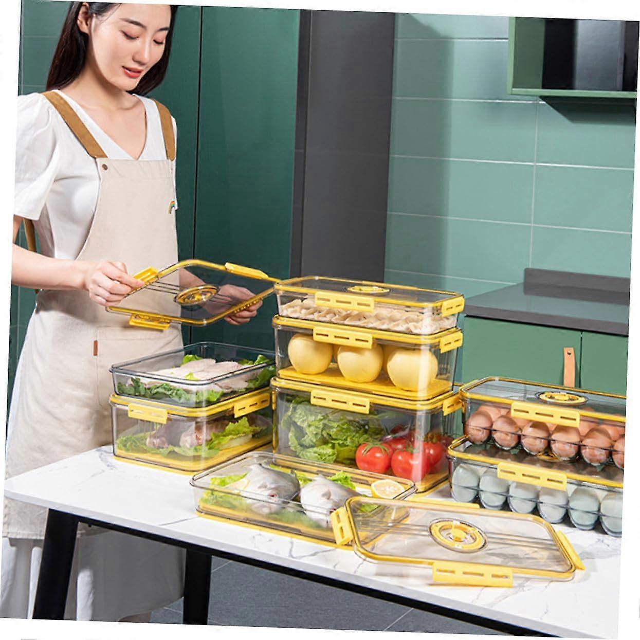 Egg Container 18Compartment Stackable Egg Box With Timing Turntable For Refrigerator Camping Picnic Travel Yellow