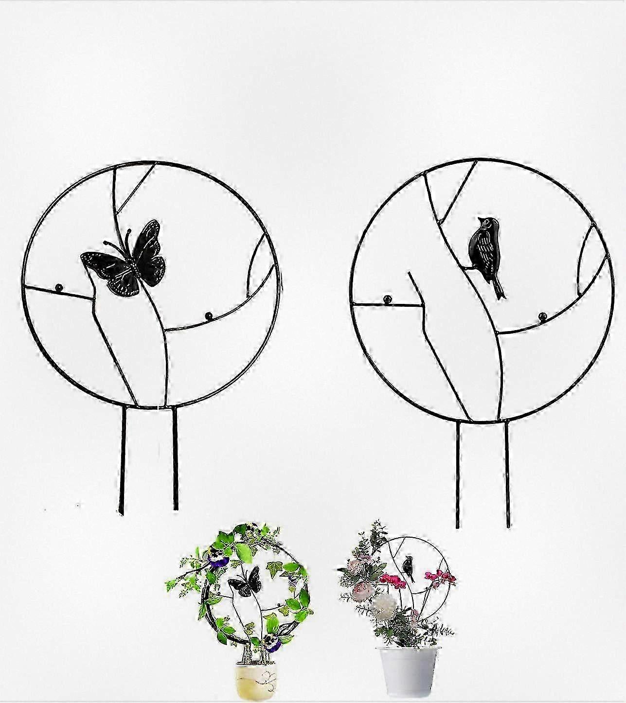 Tuteur pour plantes grimpantes - 2 treillis en fer antirouille, 41,4 cm de long avec supports pour plantes, forme arrondie pour plantes d'intérieur en pot
