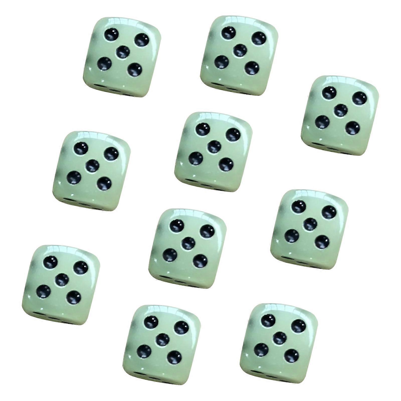 10 Pcs Board Game Dices Acrylic Dices Six Sided Dices Glow in Dark Dices Entertainment Game Dices for Bar Club Party Multicolor