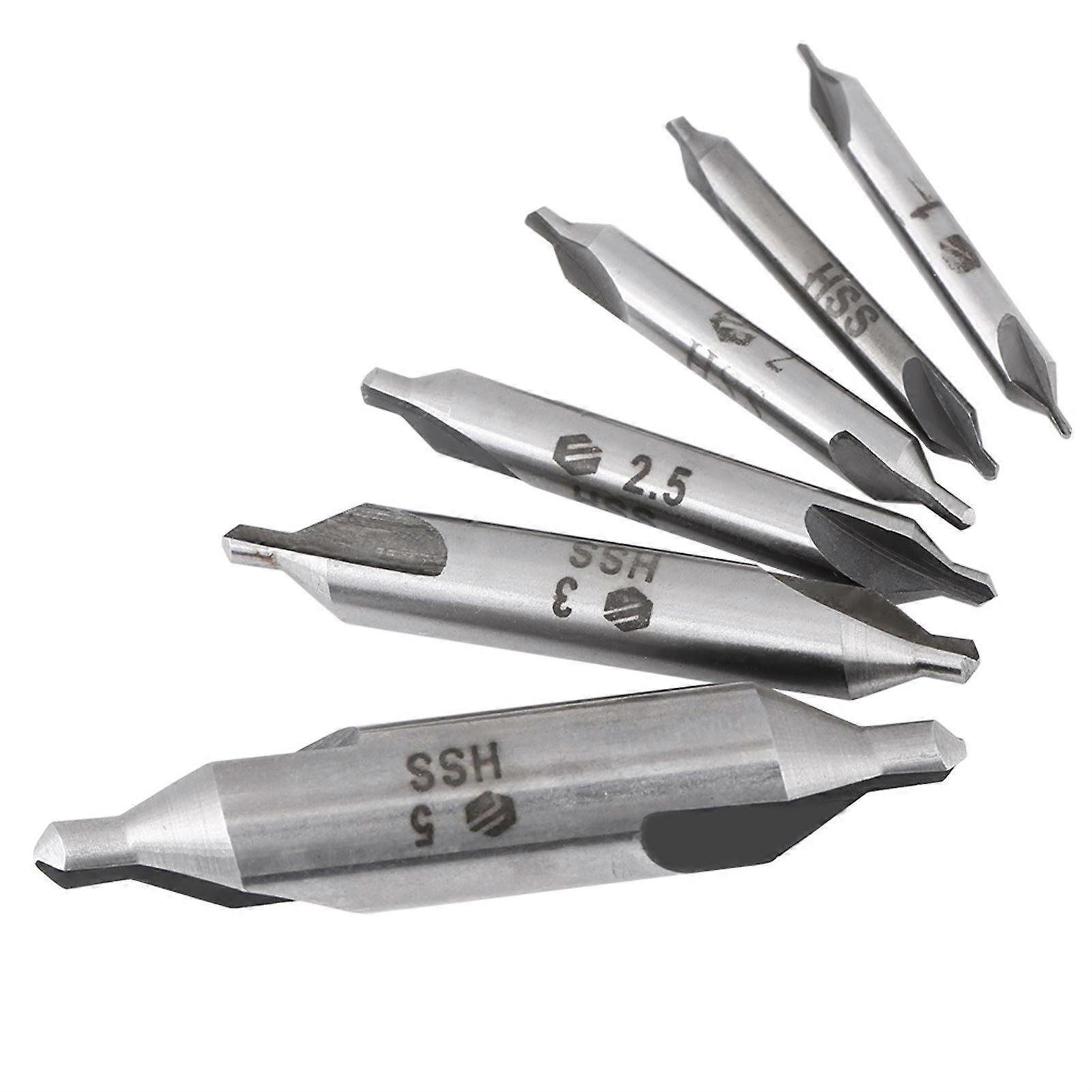 6pcs 1/1.5/2/2.5/3/5mm 60 Degree HSS Center Drill Bits Centering Drills Set
