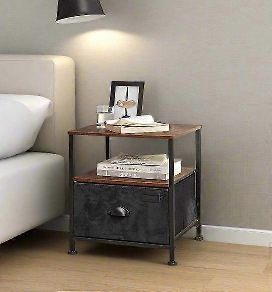 Nightstand Featuring Fabric Drawer - Bedside Table