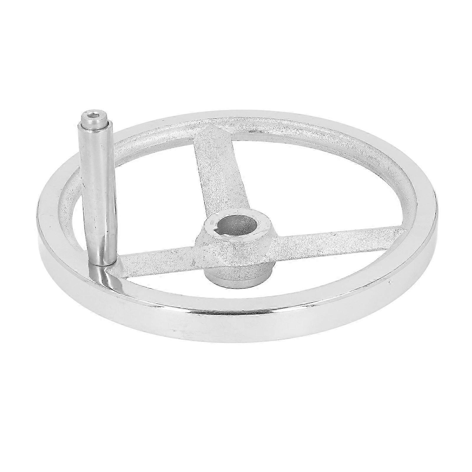 Rotary Handwheel 250mm Dia Cast Iron Chrome Plated 3 Spoked with Revolving Handle for Lathe Milling Machine Grinder