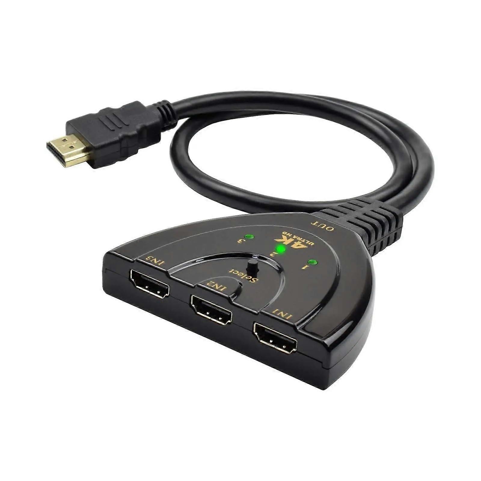 Video Switcher Compatible KVM Splitter 4K/2K/3D 3 Input 1 Output Mini 3Port HUB 1080P