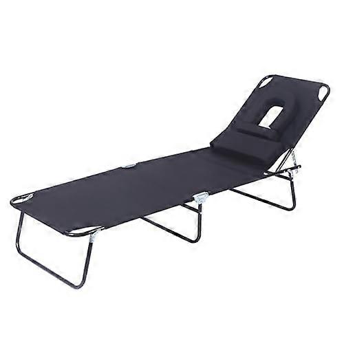 Portable Folding Bed for Adults Adjustable Backrest Oxford Cloth Metal Frame Load Capacity 120 Kg Black
