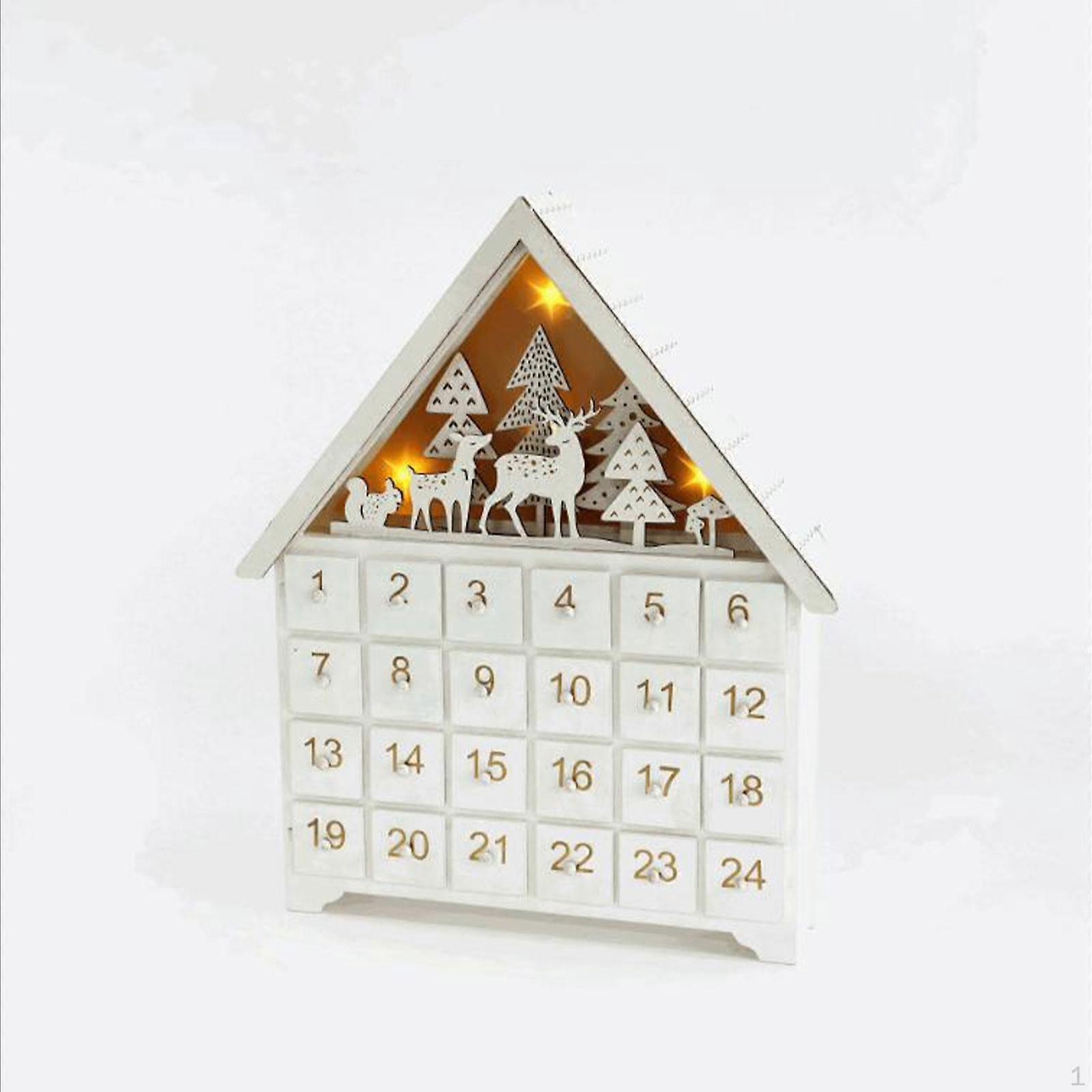 Christmas Advent Calendar House, Holiday Decoration, with Forest Scene and Light