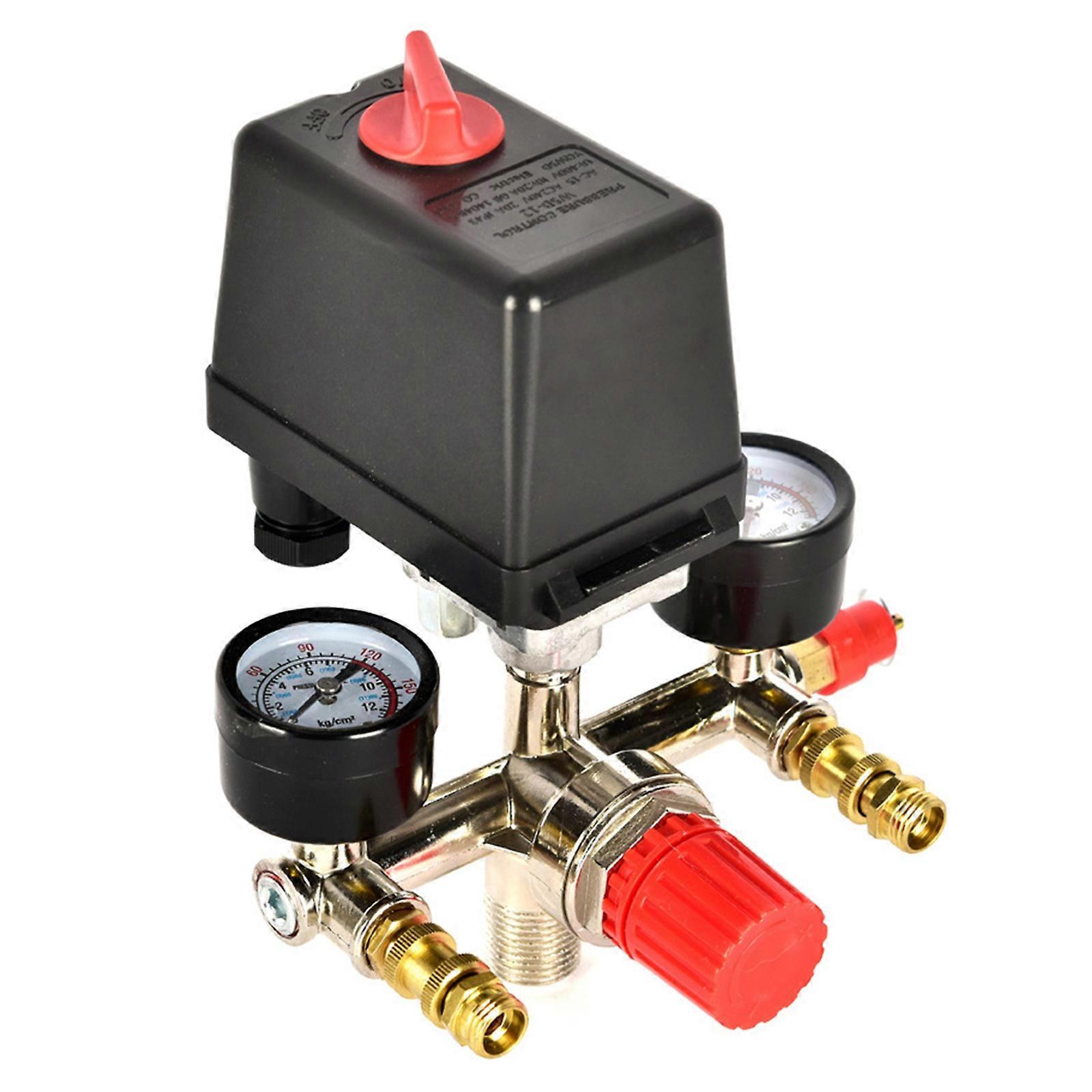 Industrial Grade Adjustable Valves with Double Gauges Double Display Pressure Control Valves Quick Fixing for Pipe Systems Multicolor