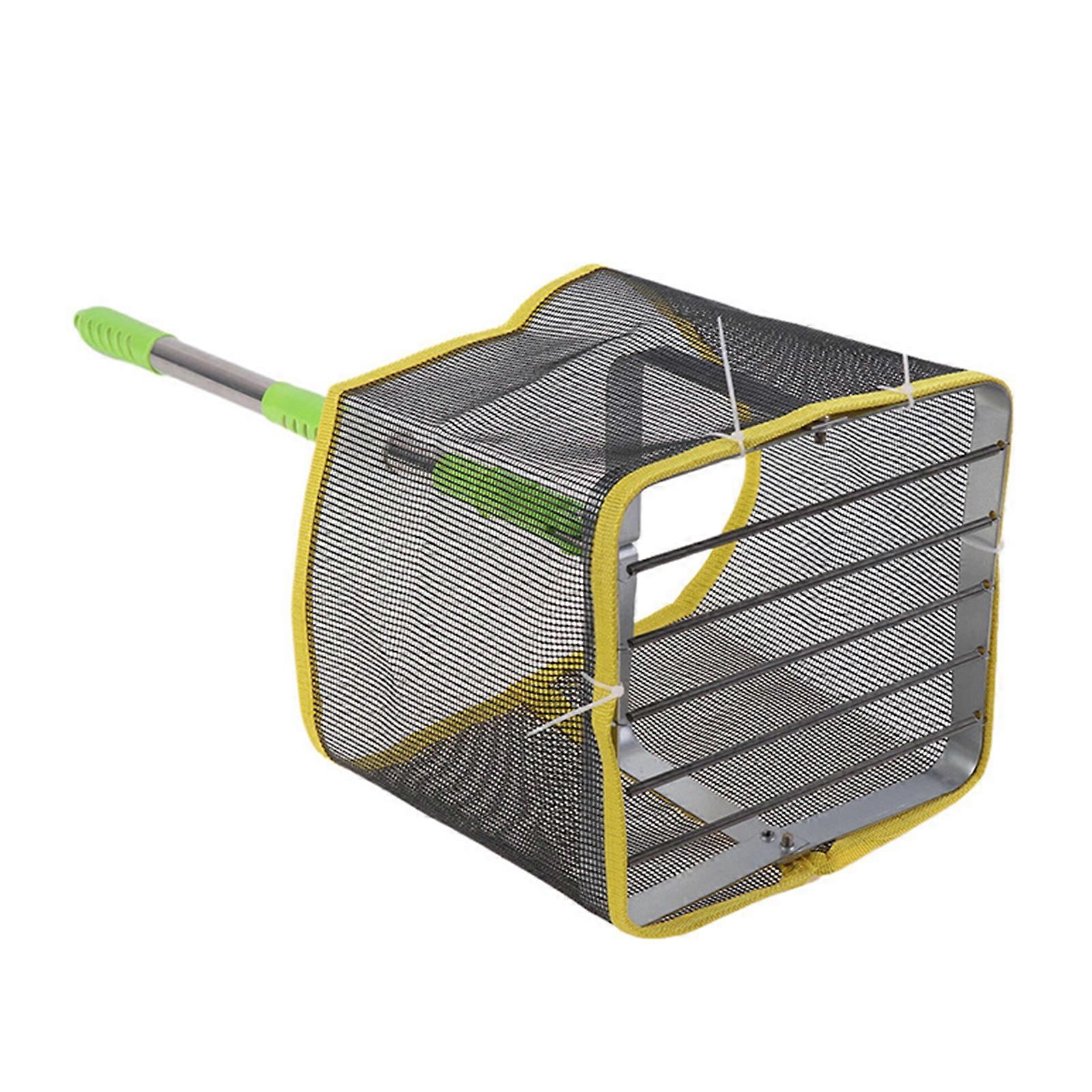 Retractable Pingpong Ball Pickup Net Rotating Basket Extendable Handle for Holding 100 Table Tennis Balls Multicolor
