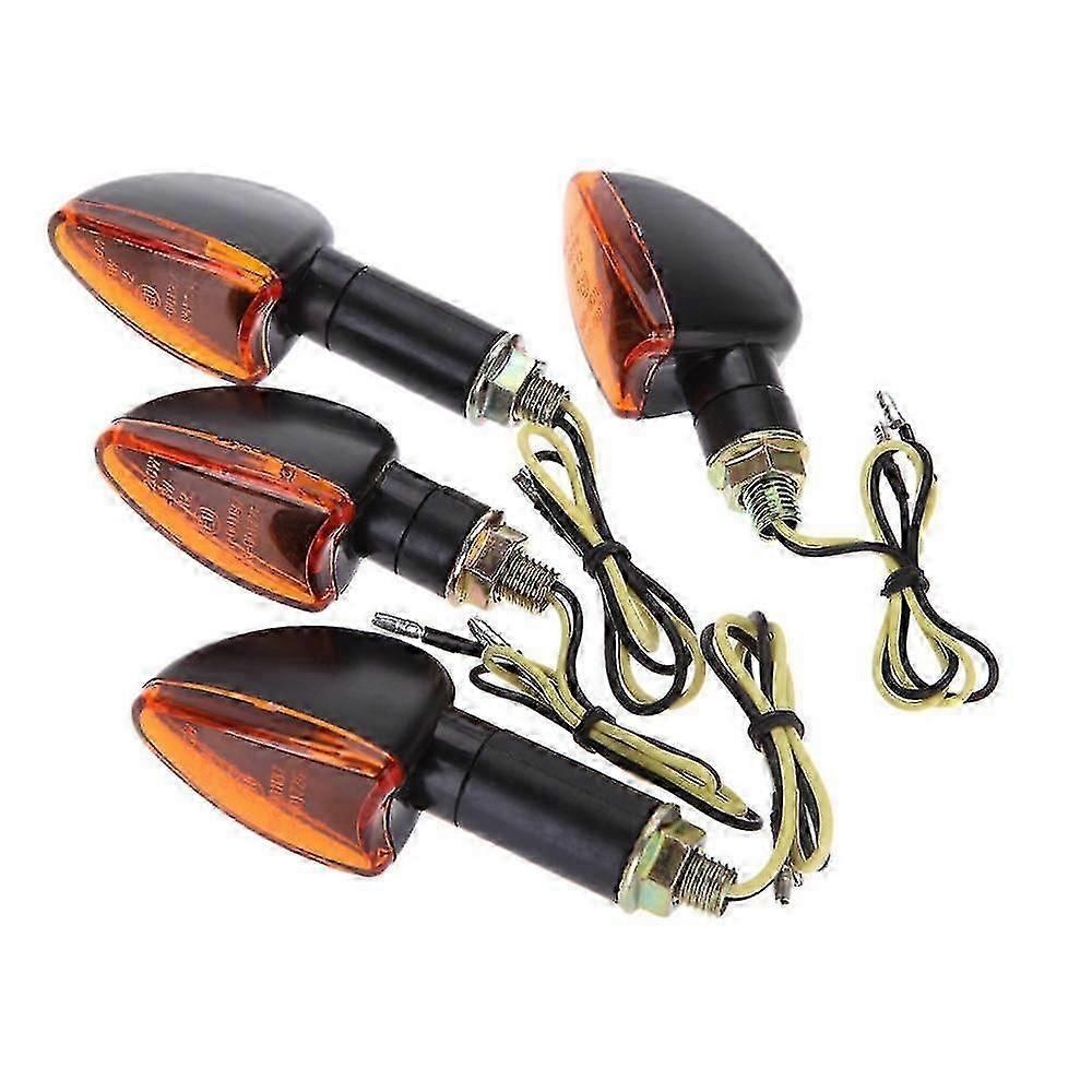 4pcs 12V Motorcycle Light Amber Front Back Turn Signal Indicator Lamp