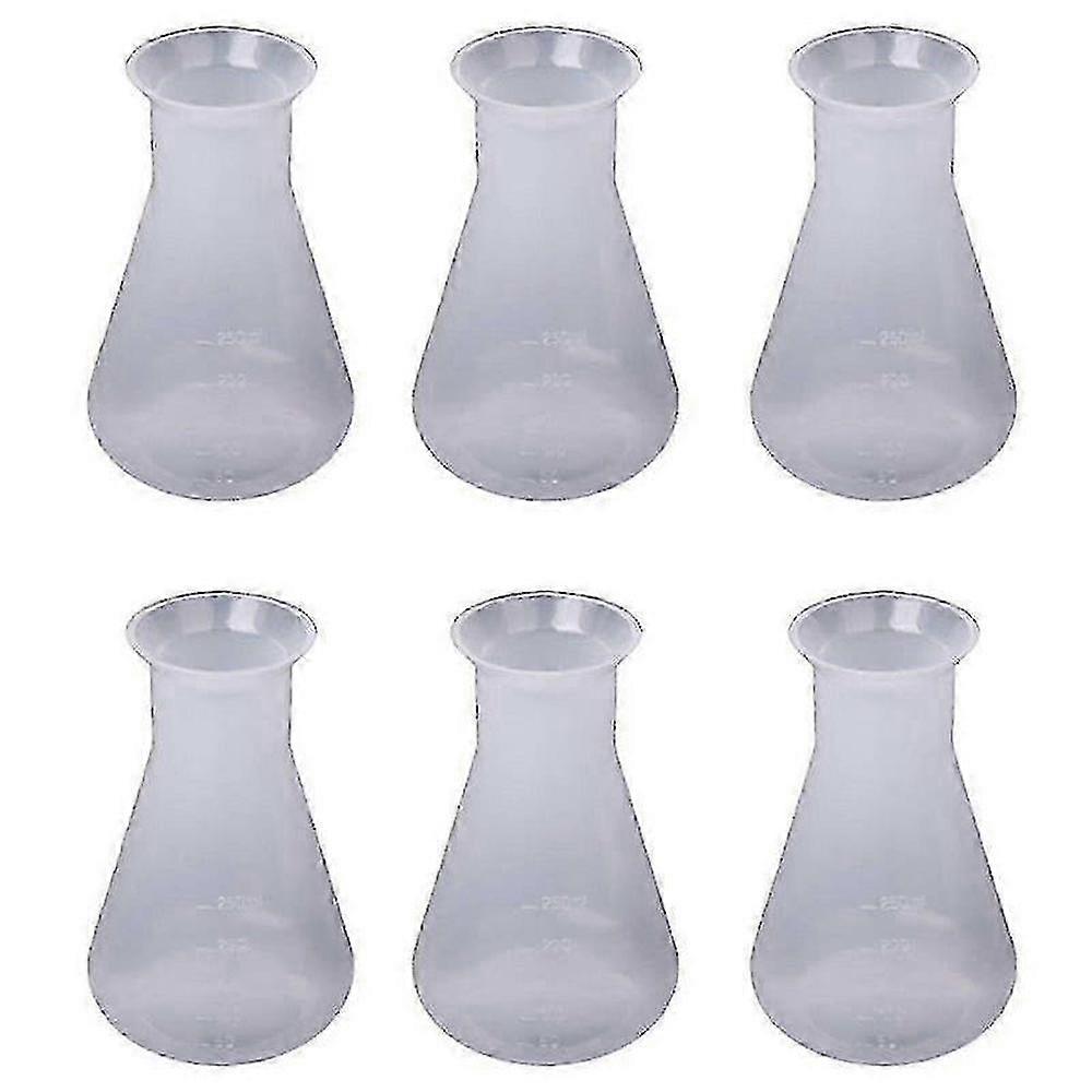 250ml Plastic Erlenmeyer Flask Set for Laboratory Use, 6-Pack