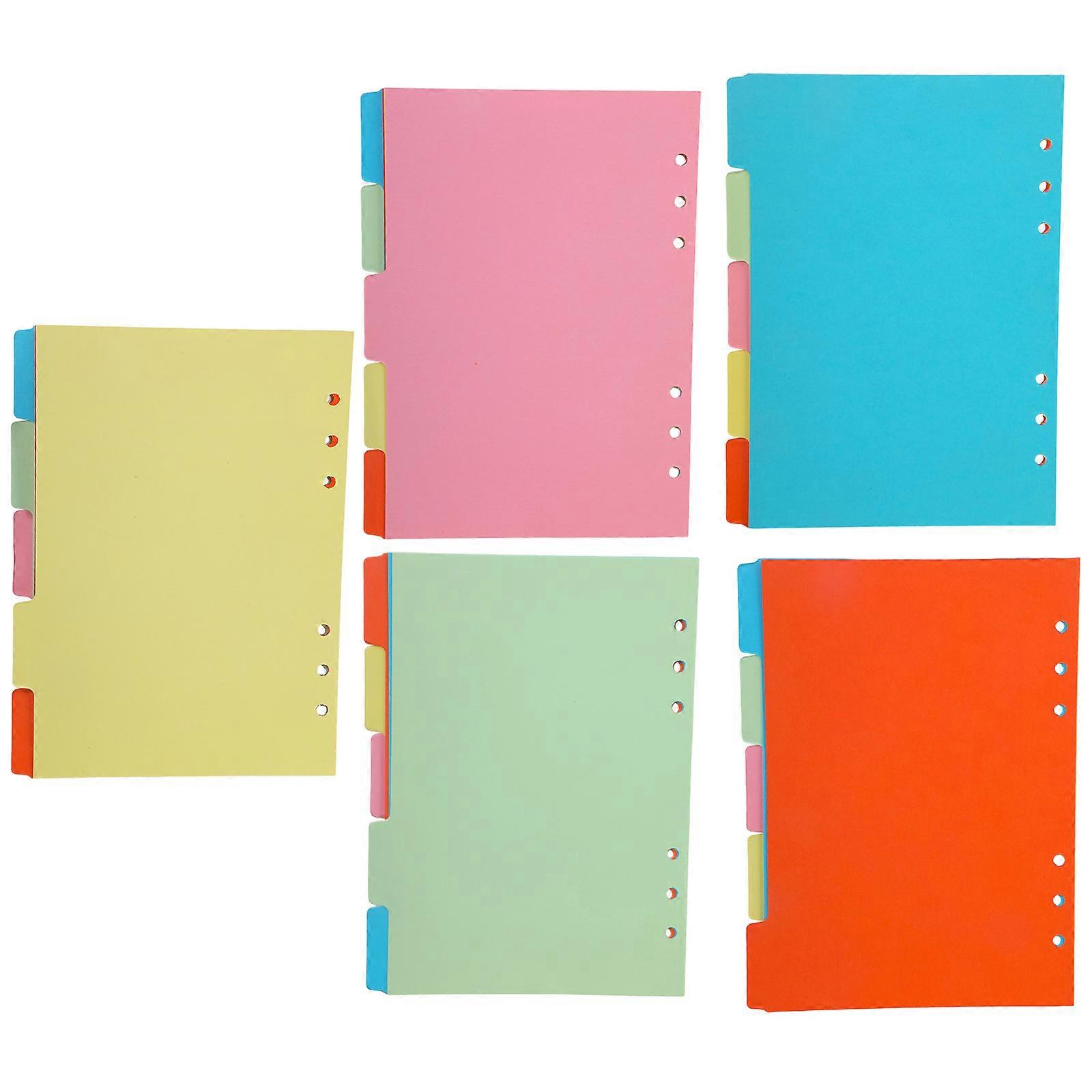 Reusable Index Dividers Colorful Organization Systems 6 Holes Punches Designs Sturdy Plastic Sheets Multicolor