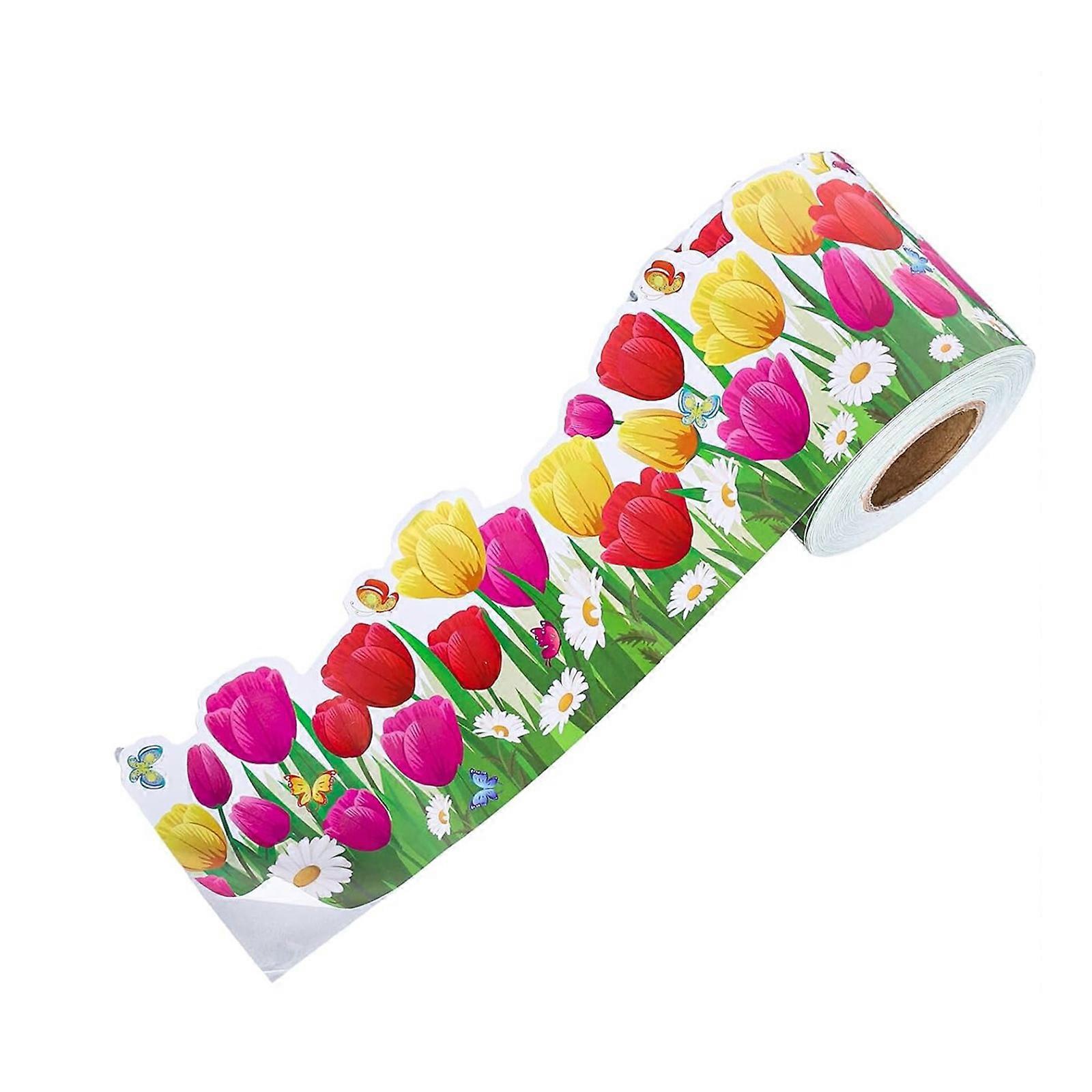 Paper Bulletin Board Decors Border Wall Padding Paper Curved Border Paper Flower Bulletin Board Border Decorative Pap Multicolor