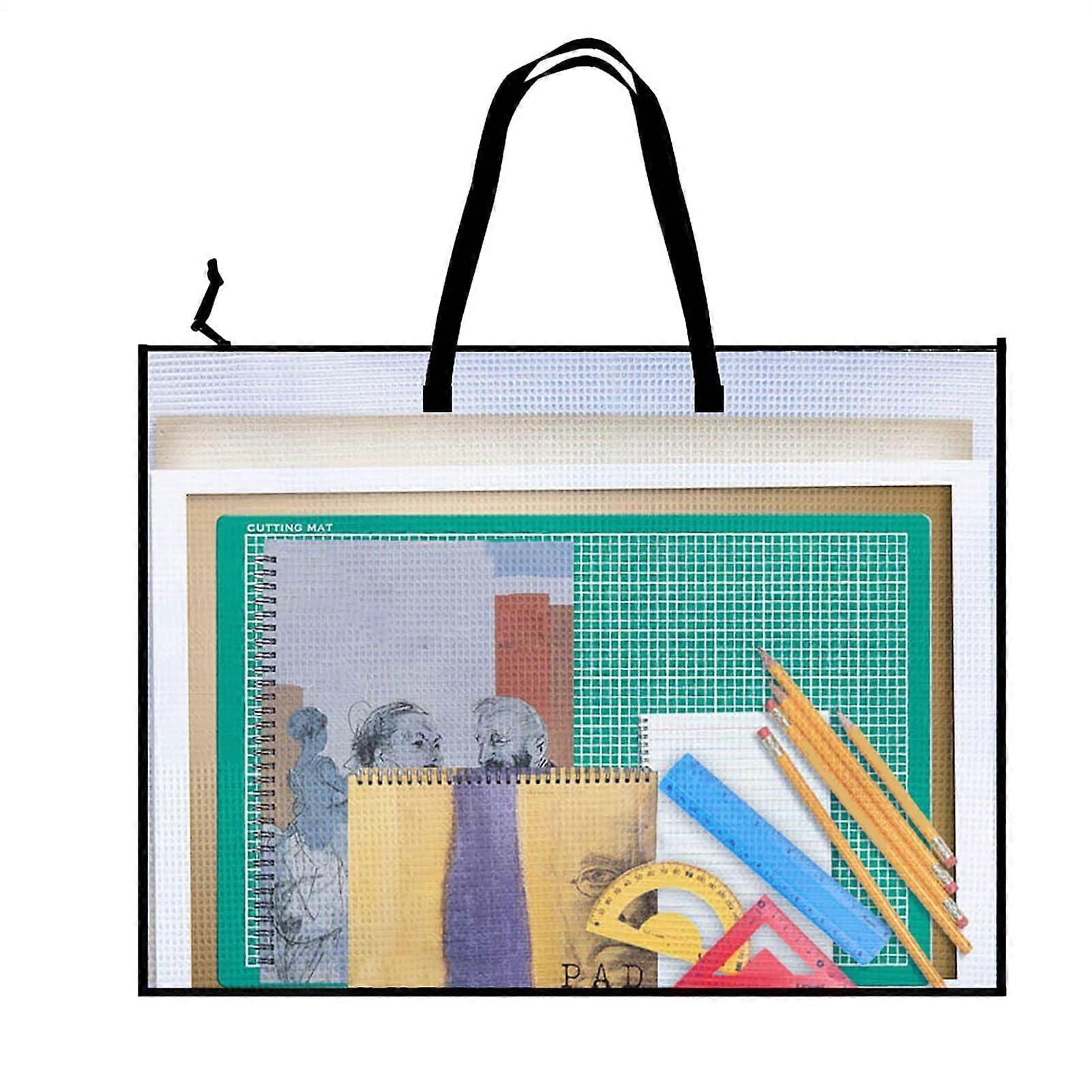 19 X 25 Inch Poster Carrying Case With Handle And Zipper, Clear Folder For Artwork Storage, School Travel