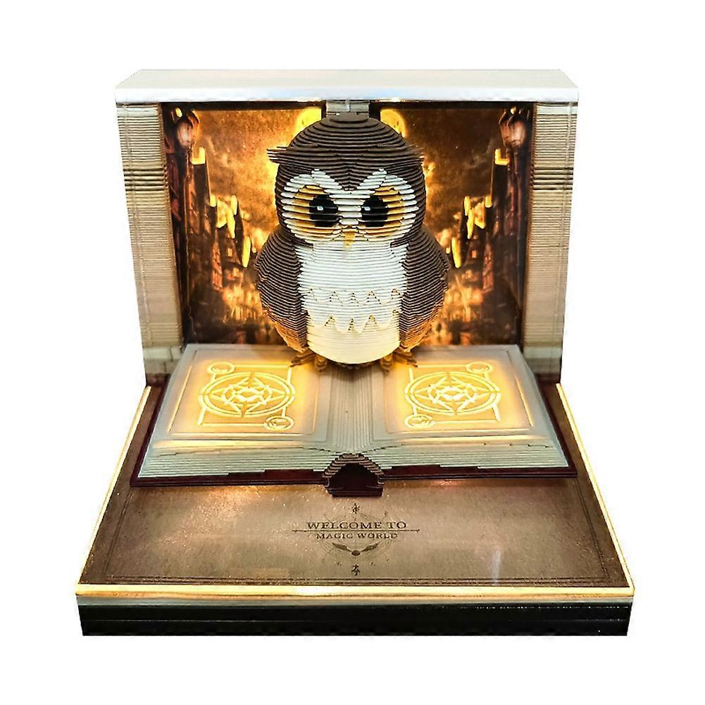 3D Time Piece Calendar 2026 Calendar Paper Carving Art Memo Pad Notepad Owl-Shaped Tear Away Carving Time Piece Notepad