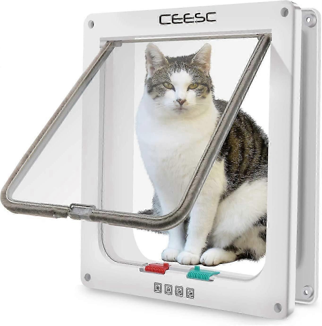 Large Cat Flap (external Size 28 X 24.9 Cm), 4 Way Locking Large Cat Flap, Weatherproof Cat Flap For Pets <63 Cm In Circumference