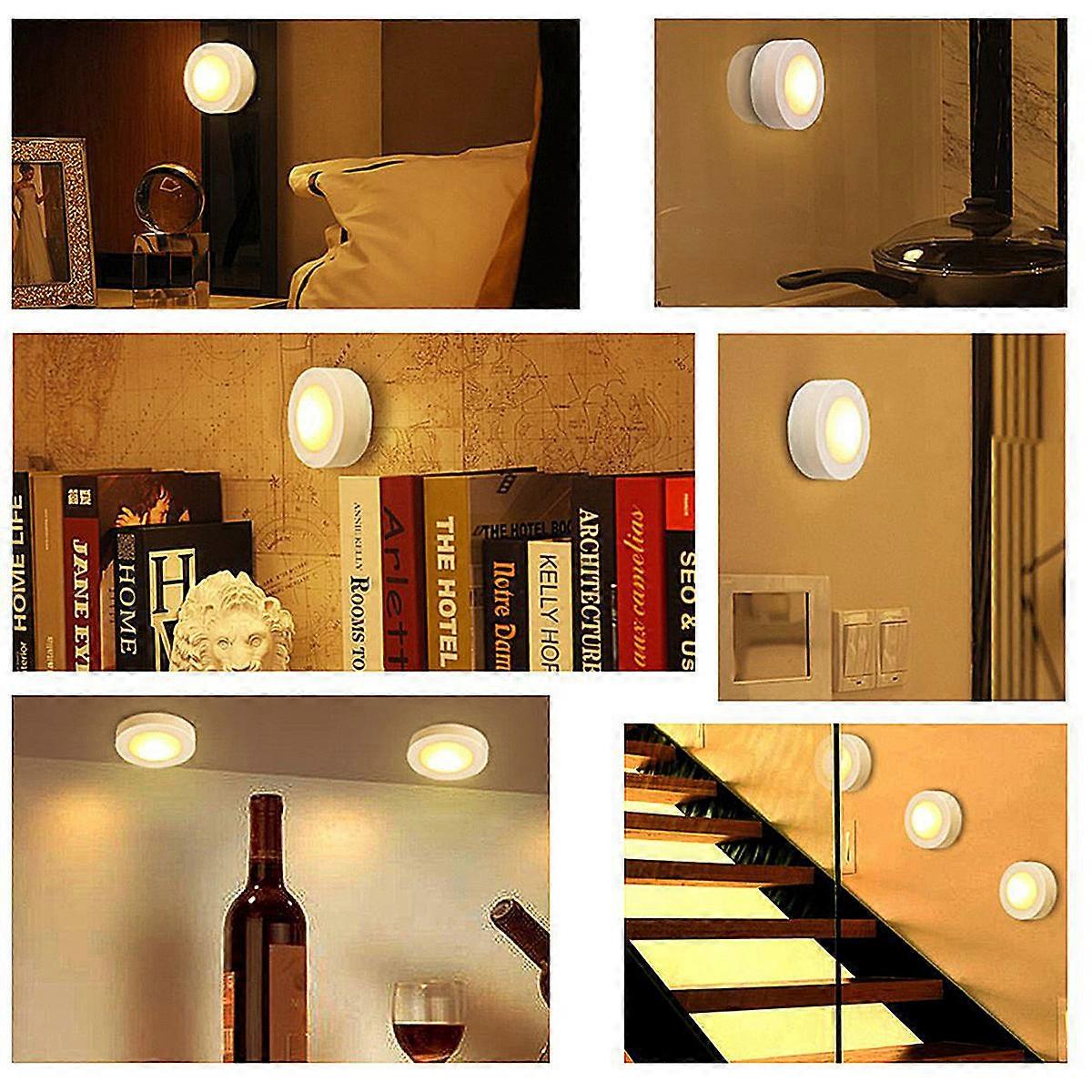 6pcs Wireless Cabinet LED Lights Set Brightness Adjustable Cupboard Accent Light (Warm Light)