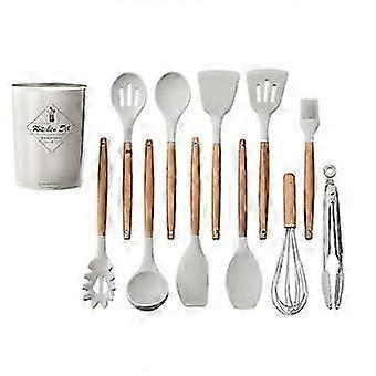 Wood Handle Silicone Kitchenware 11 Piece Non Stick Spatula Kitchenware Set