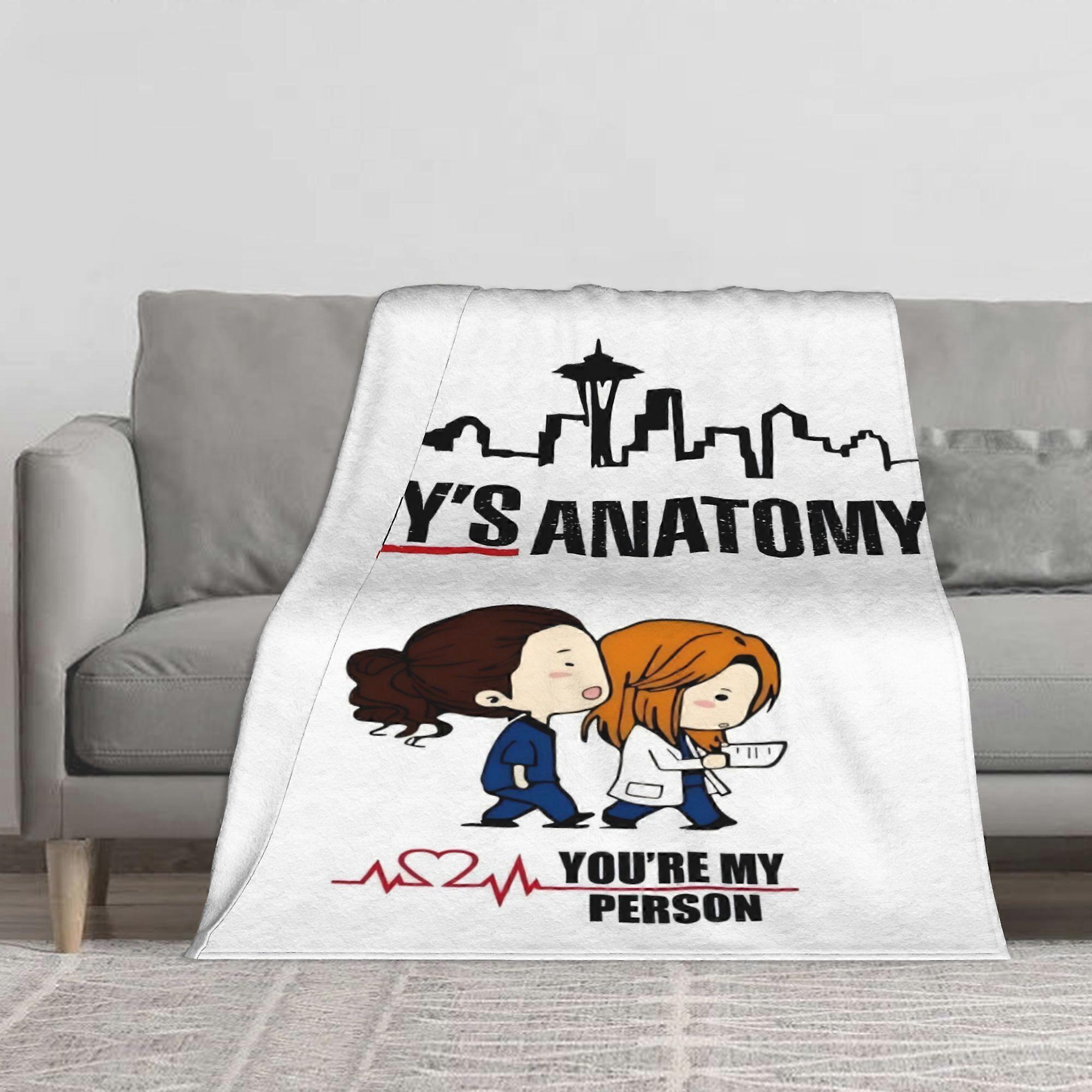 Couverture Grey's Anatomy avec personnages et symboles emblématiques - Inspirée de Meredith Grey et Cristina Yang, en flanelle douce Be-AZXCV73