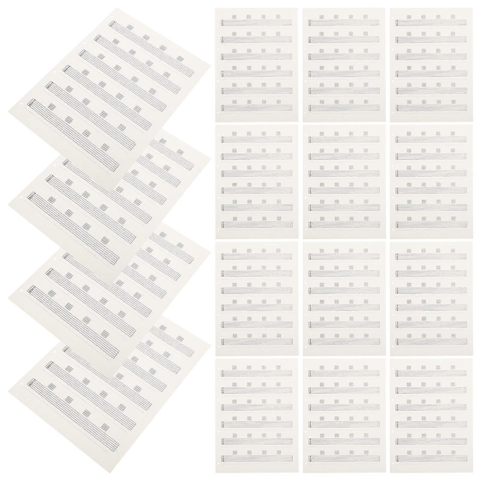 Guitar Sheet Music Paper Unlined Tab Paper Portable for Travel and Performance White 28.90X21.00X0.01CM Songwriting 85Pack